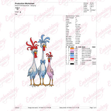Colorful Crazy Chickens Embroidery Design