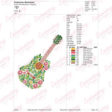 Floral Guitar Embroidery Design