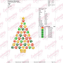 Paw Print Christmas Tree Embroidery Design