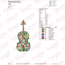 Flower Cello Embroidery Design
