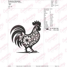 Floral Rooster Embroidery Design