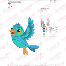 Funny Blue Bird Embroidery Design