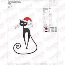 Christmas Black Cat Embroidery Design