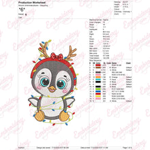 Cute Penguin In Santa Hat Christmas Embroidery Design