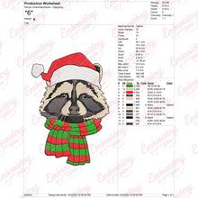 Christmas Raccoon Head Embroidery Design