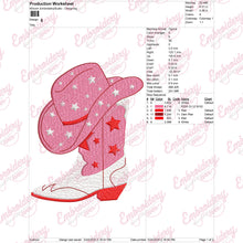 Pink Star Cowgirl Boots Embroidery Design