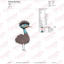 Crazy Ostrich Bird Embroidery Design