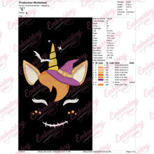 Halloween Witch Unicorn Face Machine Embroidery Design