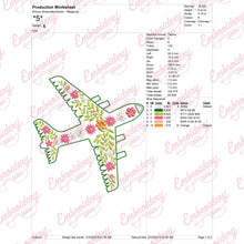 Floral Airplane Embroidery Design