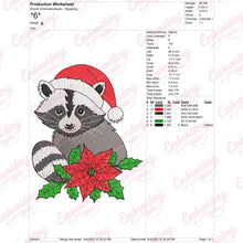 Christmas Raccoon In Santa Hat Embroidery Design