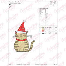 Christmas Cat Wearing Santa Hat Embroidery Design