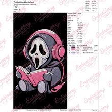 Ghostface Reading Embroidery Design