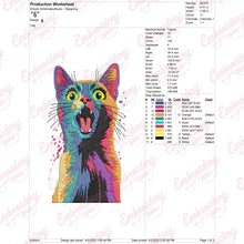 Multi Colored Cat Embroidery Design