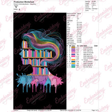 Library Girl Embroidery Design