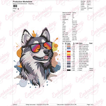 Colorful Husky Dog Embroidery Design