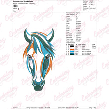 Colorful Horse Head Embroidery Design