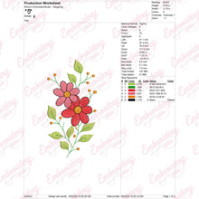 Simple Red Flowers Embroidery Design