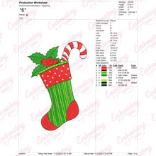 Candy Cane Christmas Stocking Embroidery Design