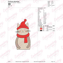 Christmas Hat And Scarf Cat Embroidery Design