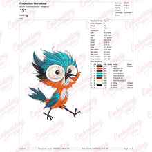 Cartoon Colorful Bird Embroidery Design