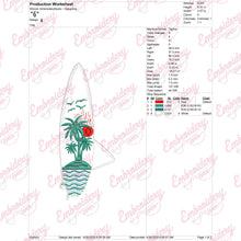 Surfing Beach Embroidery Design