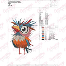 Crazy Bird Embroidery Design Funny Bird Stitch Art