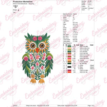 Beautiful Floral Owl Embroidery Design