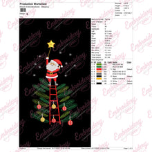 Santa Claus Decorating Tree Embroidery Design