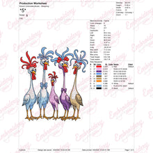Funny Crazy Chickens Embroidery Design