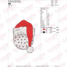 Christmas Golf Ball With Santa Hat Embroidery Design