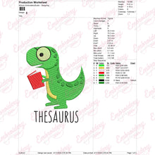Thesaurus Dinosaur Embroidery Design