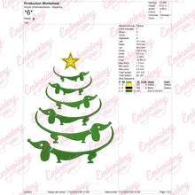 Dachshund Dog Christmas Tree Embroidery Design