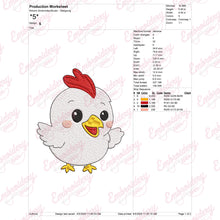 Cute Happy Chicken Embroidery Design