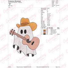 Halloween Ghost Cowboy With Guitar Embroidery Design