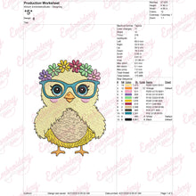 Glasses Chicken With Flowers Machine Embroidery File