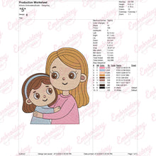 Mom With Little Daughter Mothers Day Embroidery Design