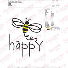 Bee Happy Embroidery Design