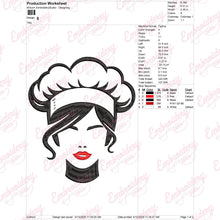 Beautiful Female Chef Face Embroidery Design