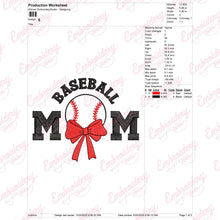 Baseball Mom with Bow Embroidery Design