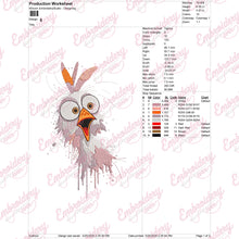 Surprised Chicken Embroidery Design