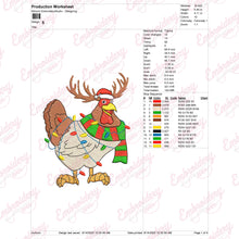 Christmas Chicken With Antlers Embroidery Design