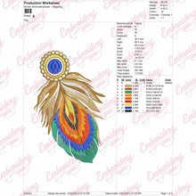 Colorful Feather Embroidery Design