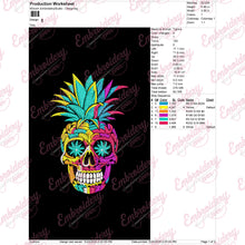 Tropical Pineapple Skull Embroidery Design