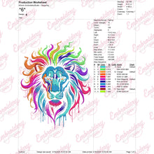 Neon Lion Head Embroidery Design