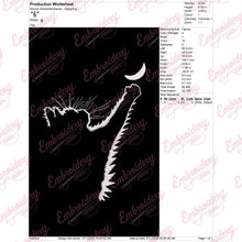Cat Catches The Crescent Moon Embroidery Design