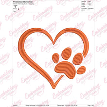 Heart Paw Embroidery Design
