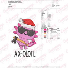 Cool Christmas Axolotl With Axe Embroidery Design