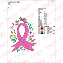 Floral Breast Cancer Awareness Embroidery Design