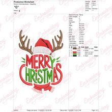 Merry Christmas Reindeer Antlers Embroidery Design