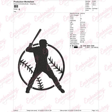 Baseball Player Machine Embroidery Design